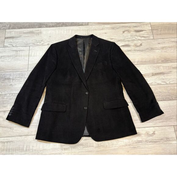Stafford classic fit black corduroy sports coat suit jacket size 46R - Picture 2 of 12